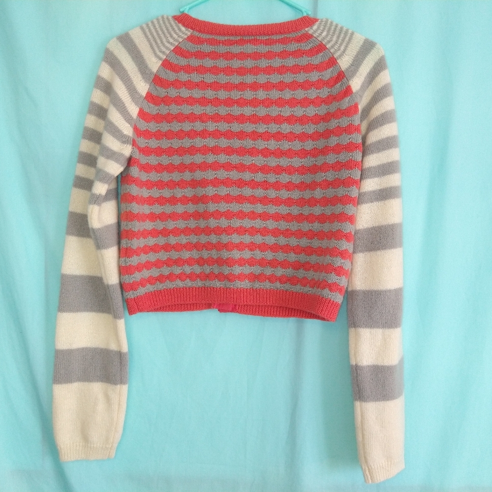 Lili's Closet cropped striped cardigan sweater wool sunset sails Anthrop… - Picture 9 of 10